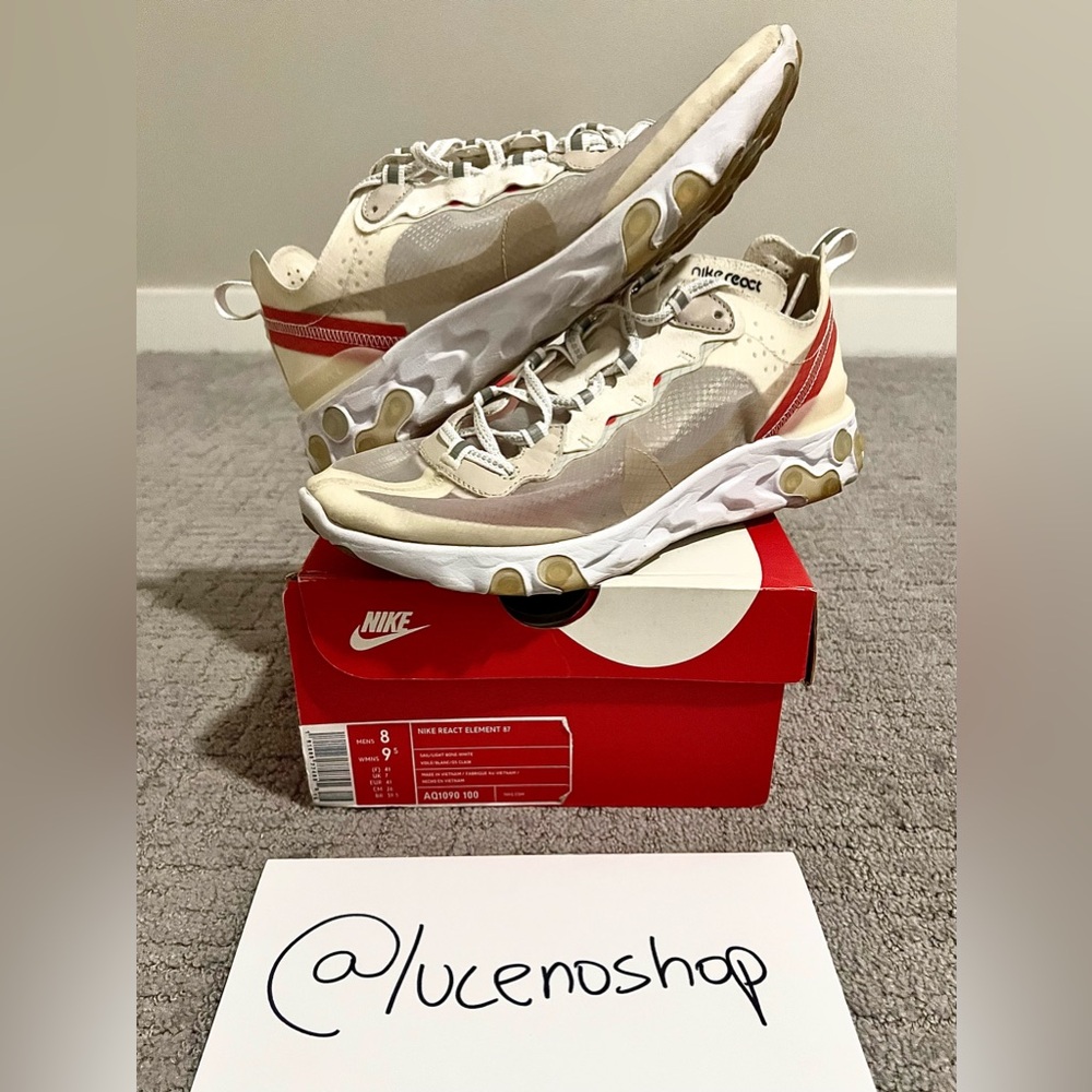 ✅PRE-OWNED✅ Size 8 Nike React Element 87 Light Bone